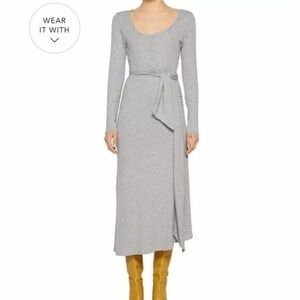 NWT Jonathan Simkhai Faux Wrap Midi Dress Women's Long Sleeve Gray Size M
